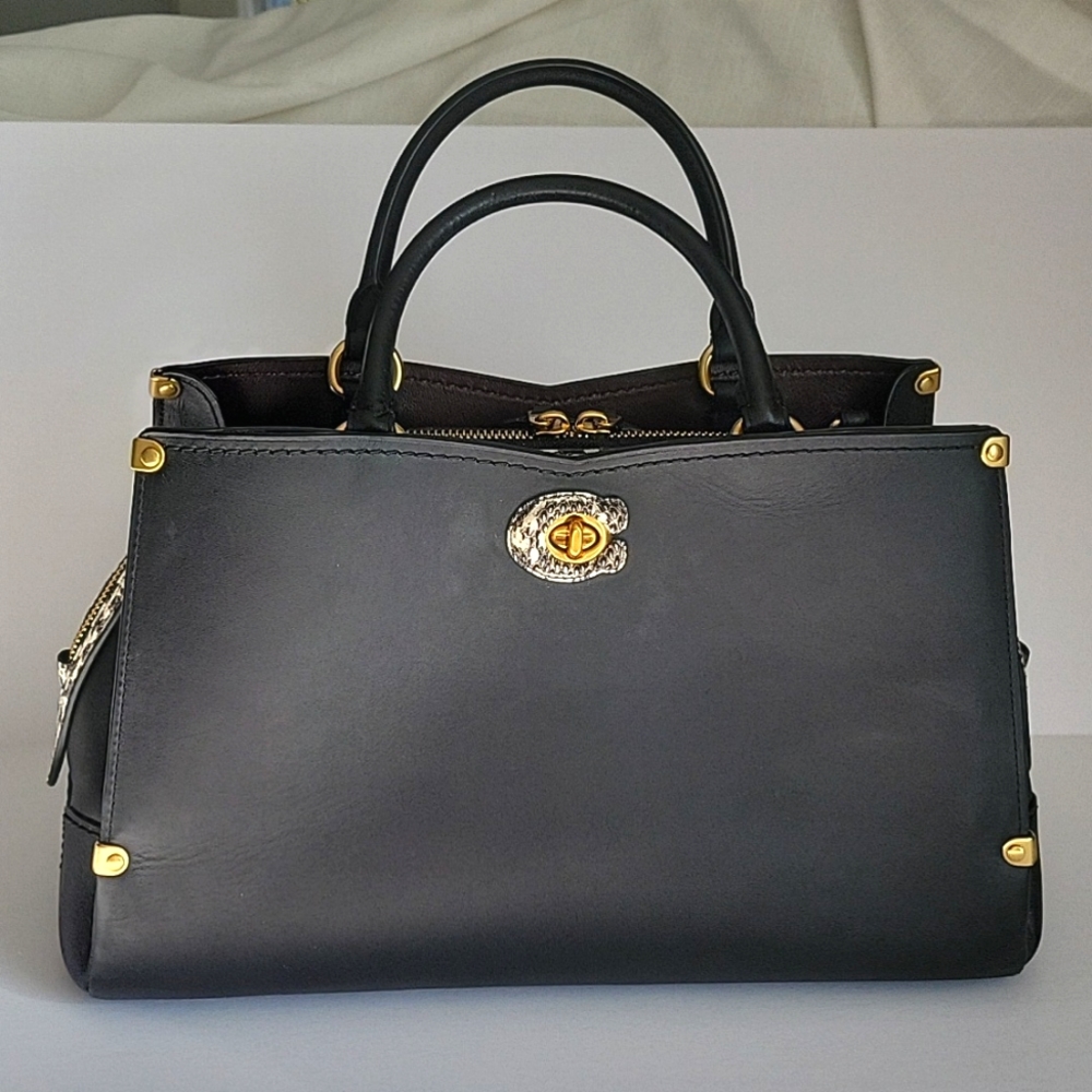 Coach 1941 Mason Carryall With Snakeskin Detail Style No. 38717 Black & Oxblood